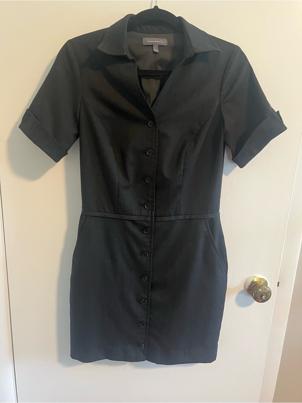 American Airlines Button Down Black Dress Size 2T